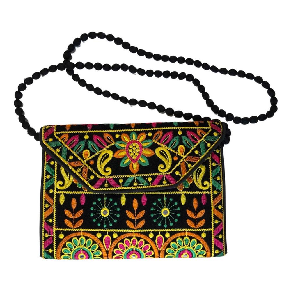 Indian Traditional Rajasthan Sling Clutch Bag, Elephant Art